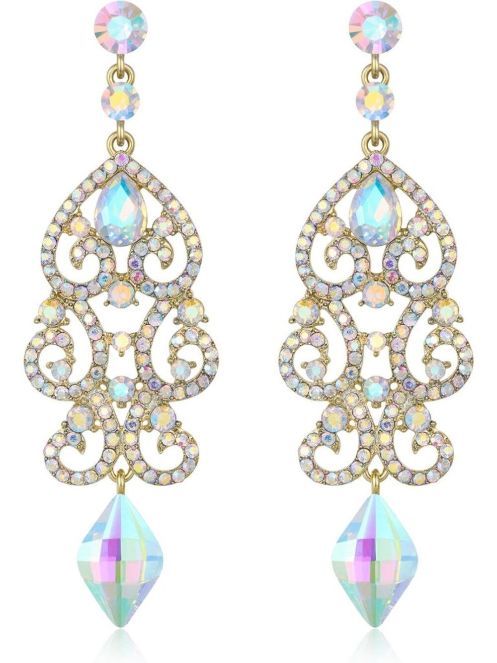 Crystal Chandelier Earrings for Women, Sparkly Rhinestone Vintage Art Deco